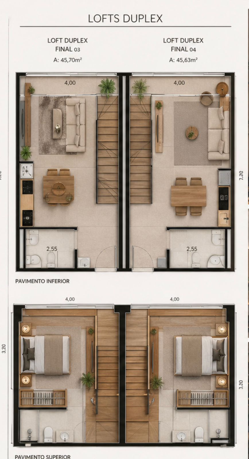 Planta Loft Duplex — Palazzo Porto Belo